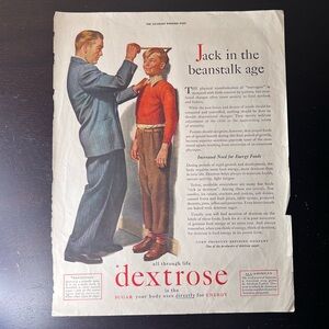 Vintage 1943 Dextrose Sugar Advertisement – Saturday Evening Post Full Page